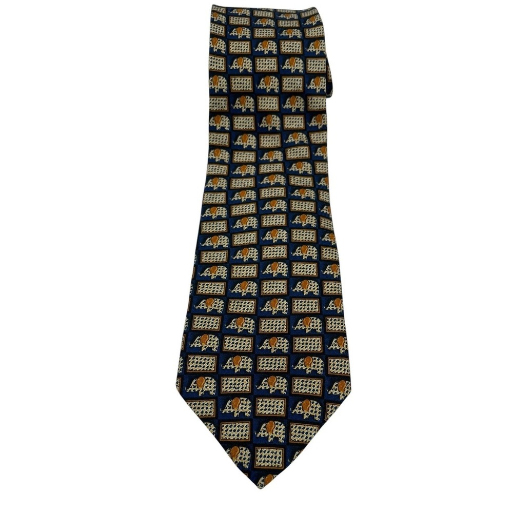 ERMENEGILDO ZEGNA Mens 100 % Silk Tie ITALY  Gold/Black Sz‎ 57x3.5 TA4) NW/OTs